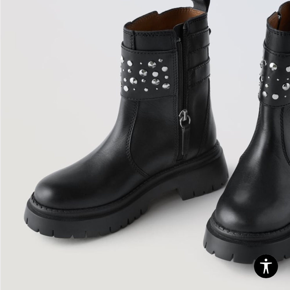 Zara Kids Studded Ankle Boots - Picture 3 of 7